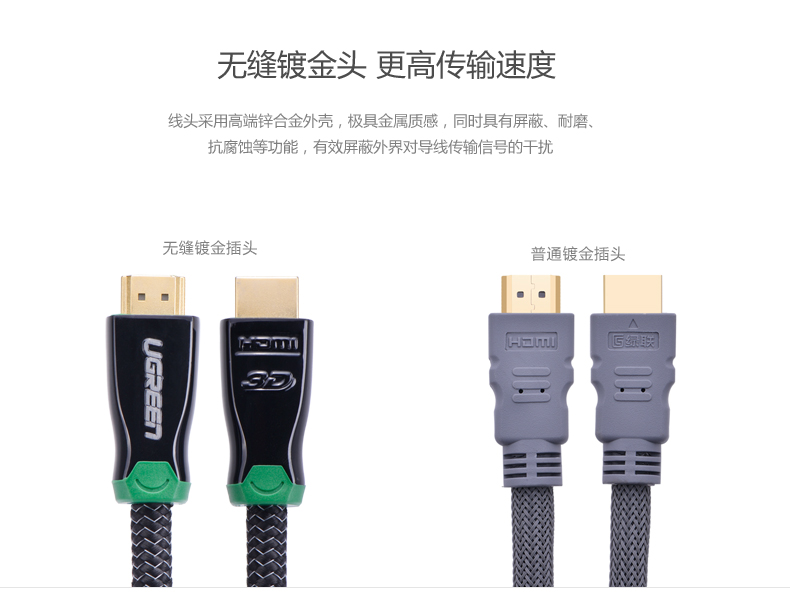 意昂2 hd126 HDMI高清线4K发烧级无缝镀金3D