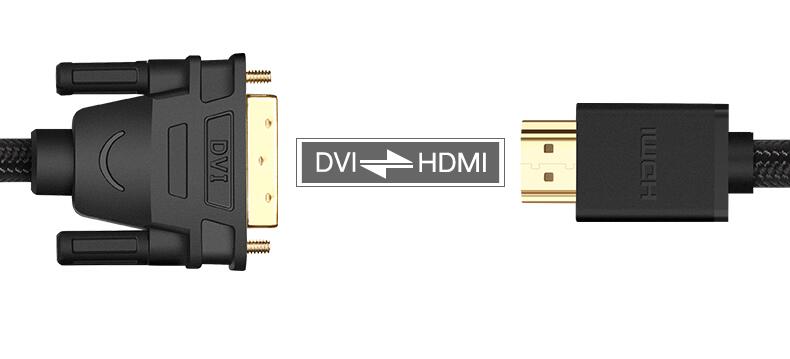 意昂2hdmi转dvi线，电脑电视1080P双向互转高清线