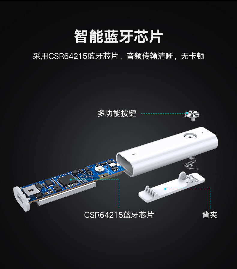 意昂2蓝牙5.0音频接收器，aptX无损音质有线耳机变无线