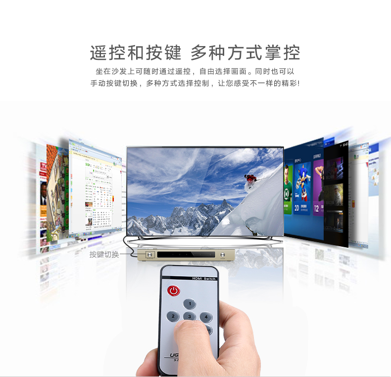 意昂2HDMI切换器5进1出高清视频共享器