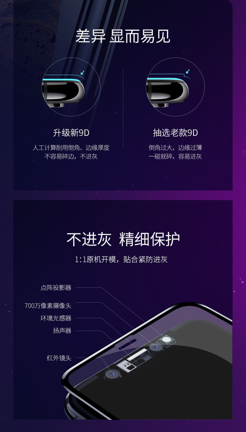 意昂2iPhone x/xs/max钢化膜，全屏蓝光防爆玻璃手机贴膜