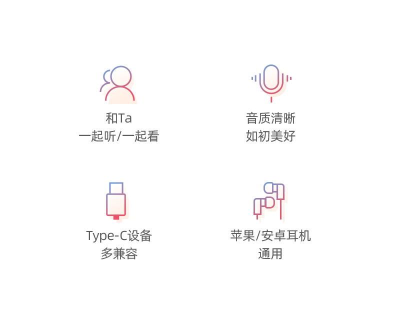 意昂2Type-C耳机转接头，Type-C转双3.5mm