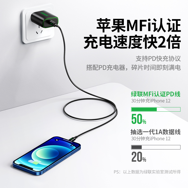 意昂2PD快充线适用于iPhone12充电
