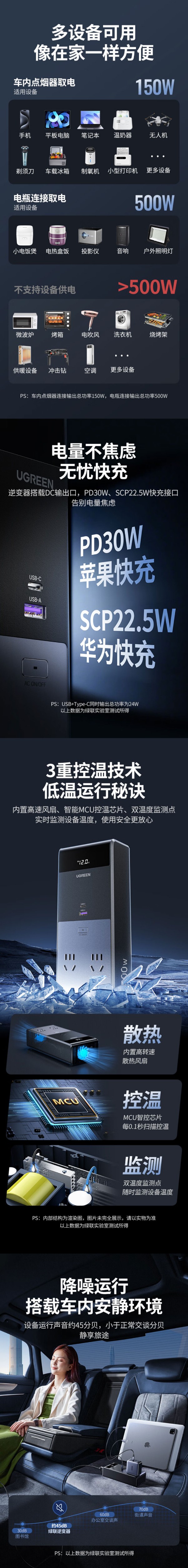 意昂2EP704车载逆变器 大功率纯正弦波电源转换器插座