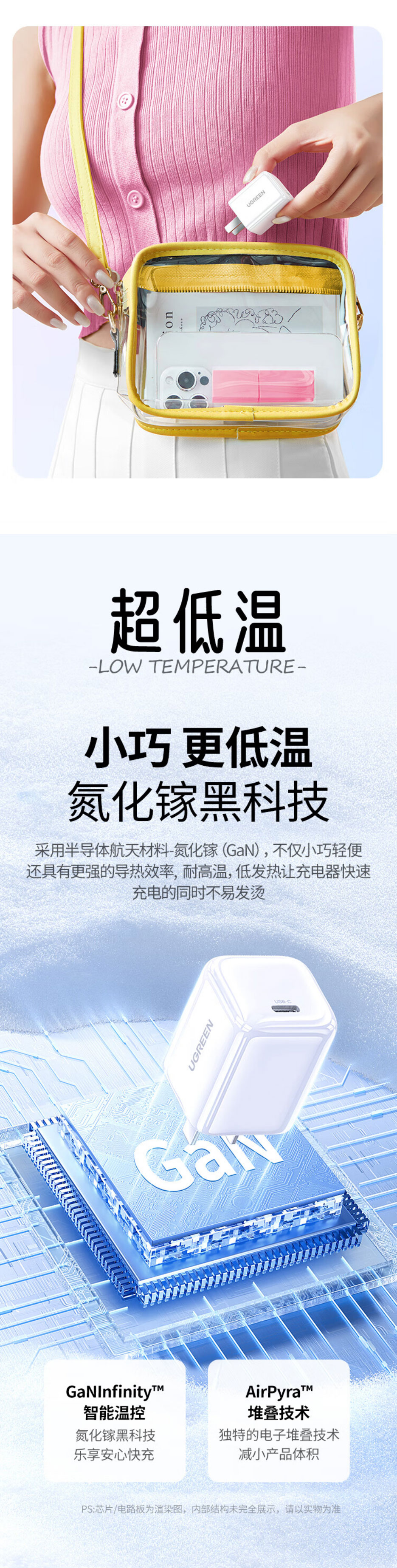 意昂2X319 30W氮化镓充电器，单口USB-C设计，支持PD快充