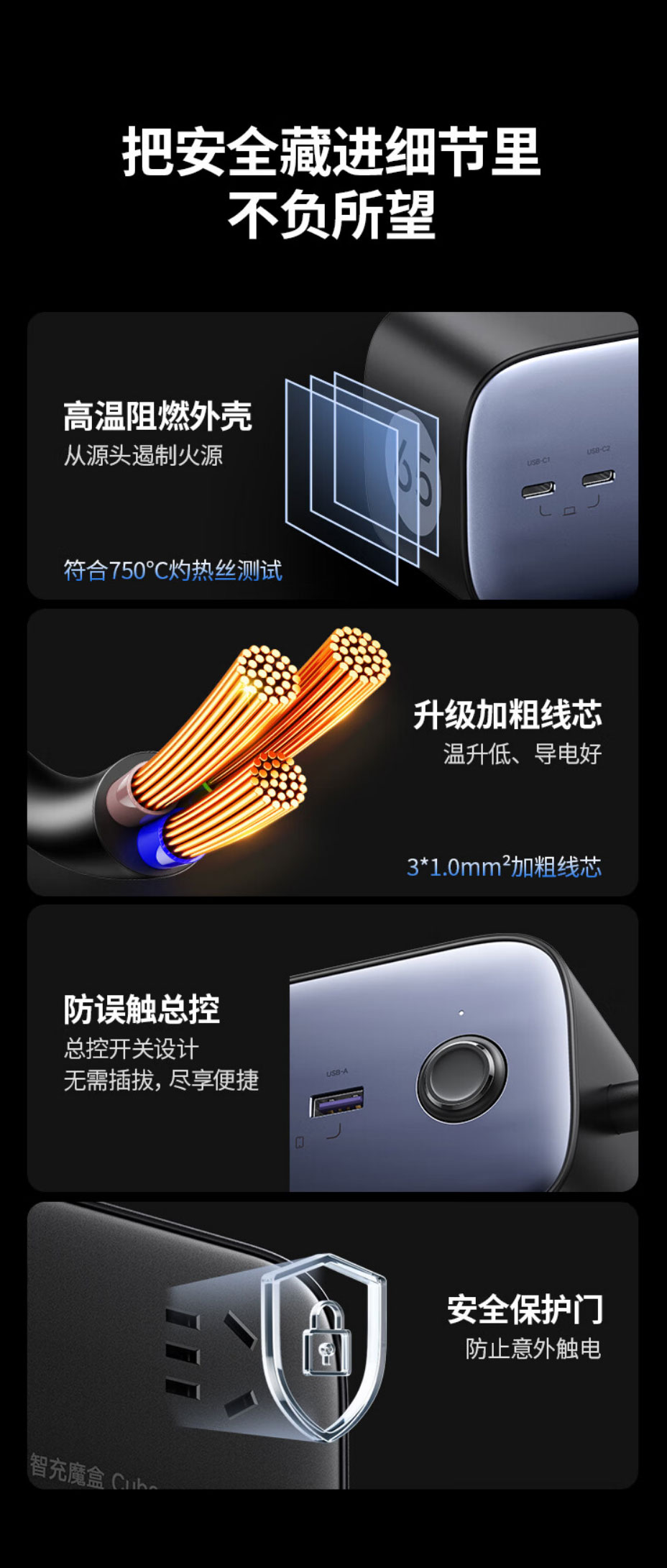 意昂2-S752 智充魔盒65W氮化镓快充插排