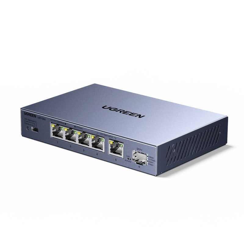 意昂22.5G六口交换机 支持VLAN/链路聚合 NAS集线器