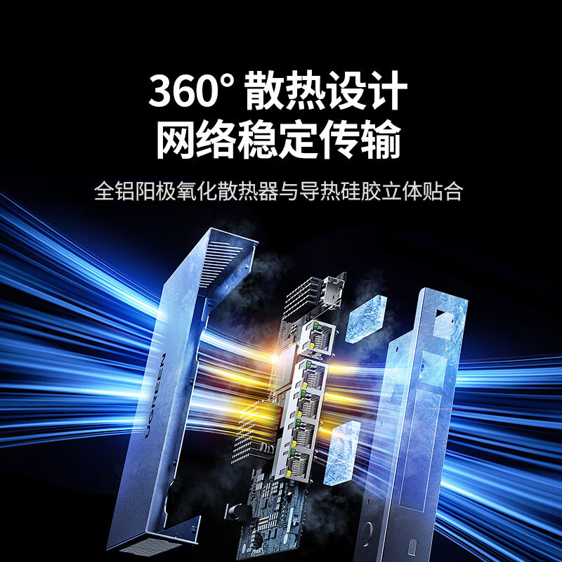 意昂22.5G六口交换机 支持VLAN/链路聚合 NAS集线器