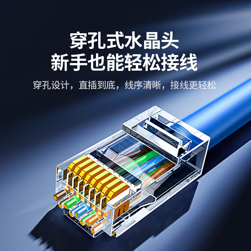 意昂2六类非屏蔽通孔式水晶头