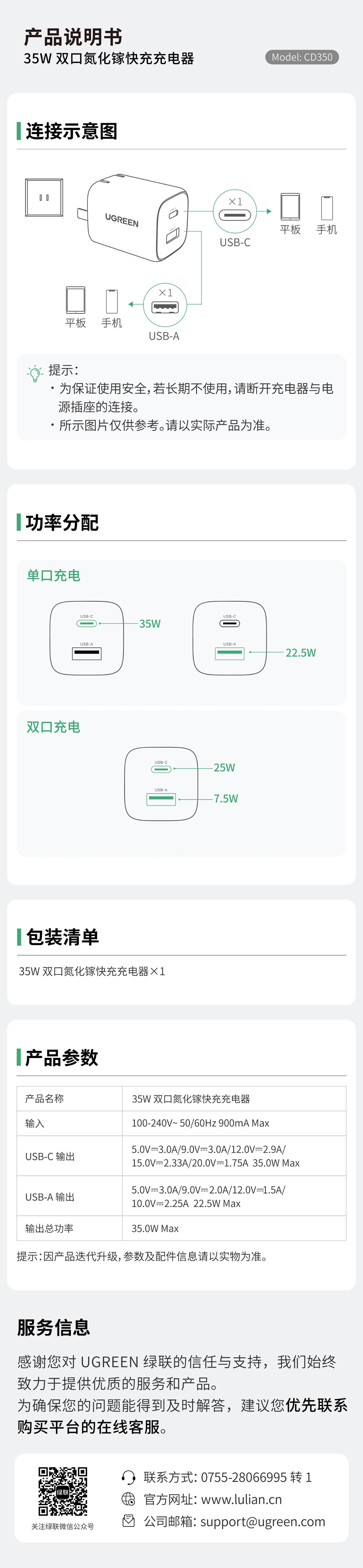 意昂2 35W 双口氮化镓快充充电器CD350