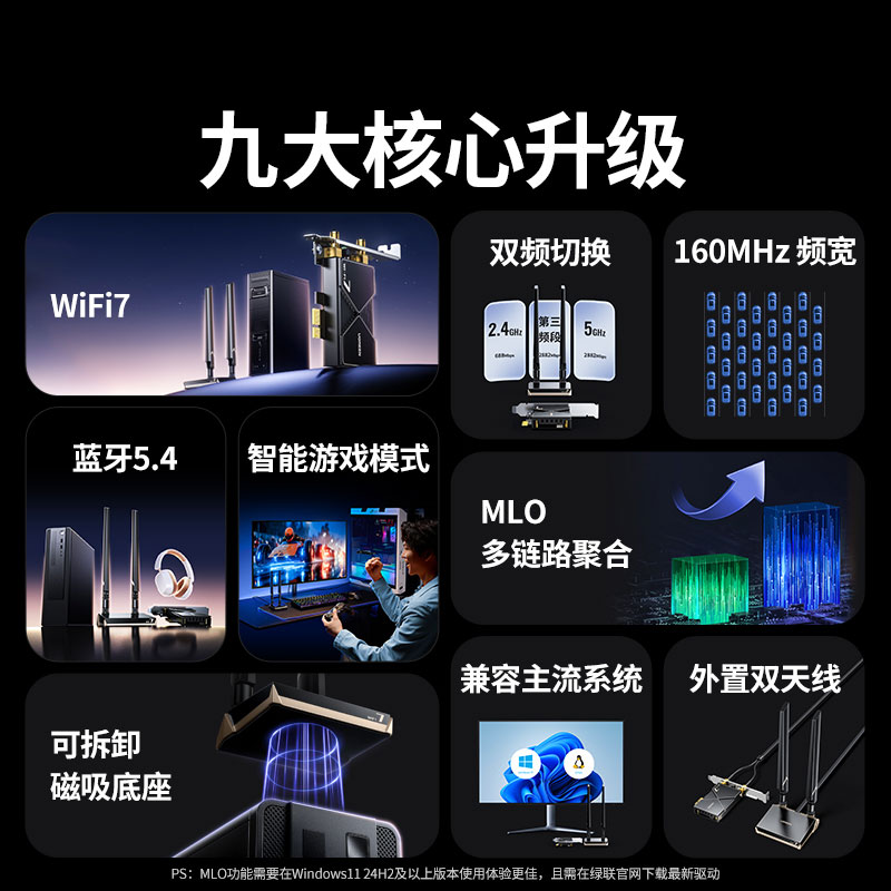 意昂2Wi-Fi 7电竞无线网卡 PCIe台式机专用