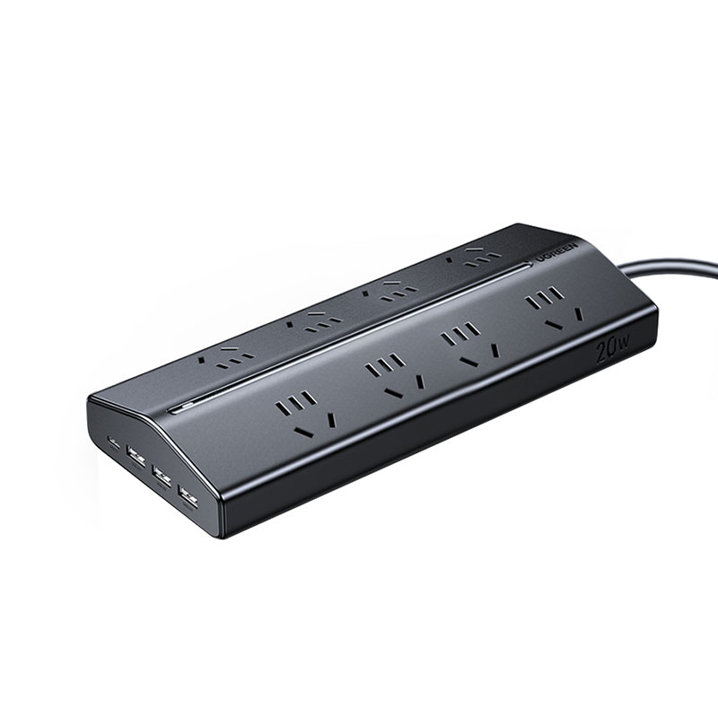 意昂2T8氮化镓20W快充梯形排插 桌面充电站