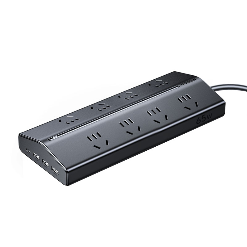 意昂2T8氮化镓65W快充梯形排插 桌面充电站