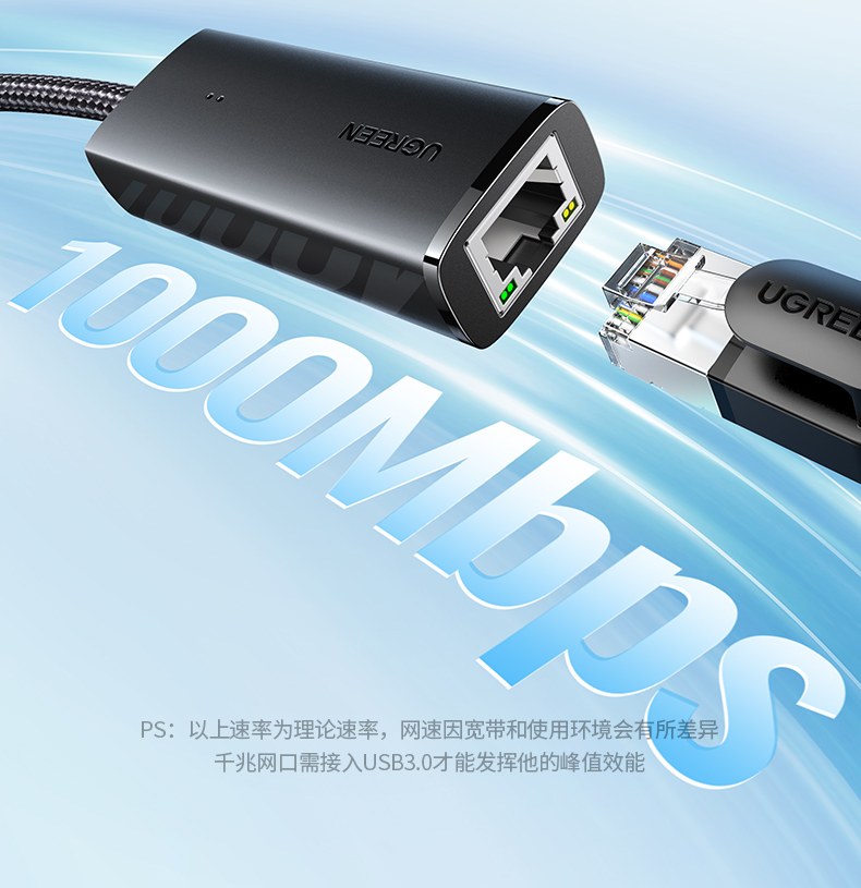 意昂2千兆网卡 编织线身设计 耐磨抗拉伸耐用