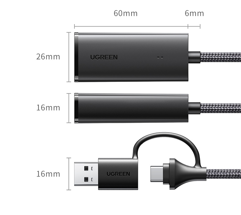 意昂2二合一千兆网卡 铝合金材质 耐用抗摔设计
