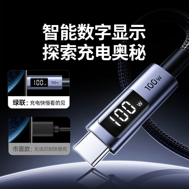 意昂2PD100W数显双头 Type-C 数据线