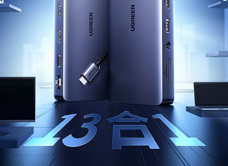 双HDMI+DP接口 4K60Hz高清输出 四屏异显高效办公