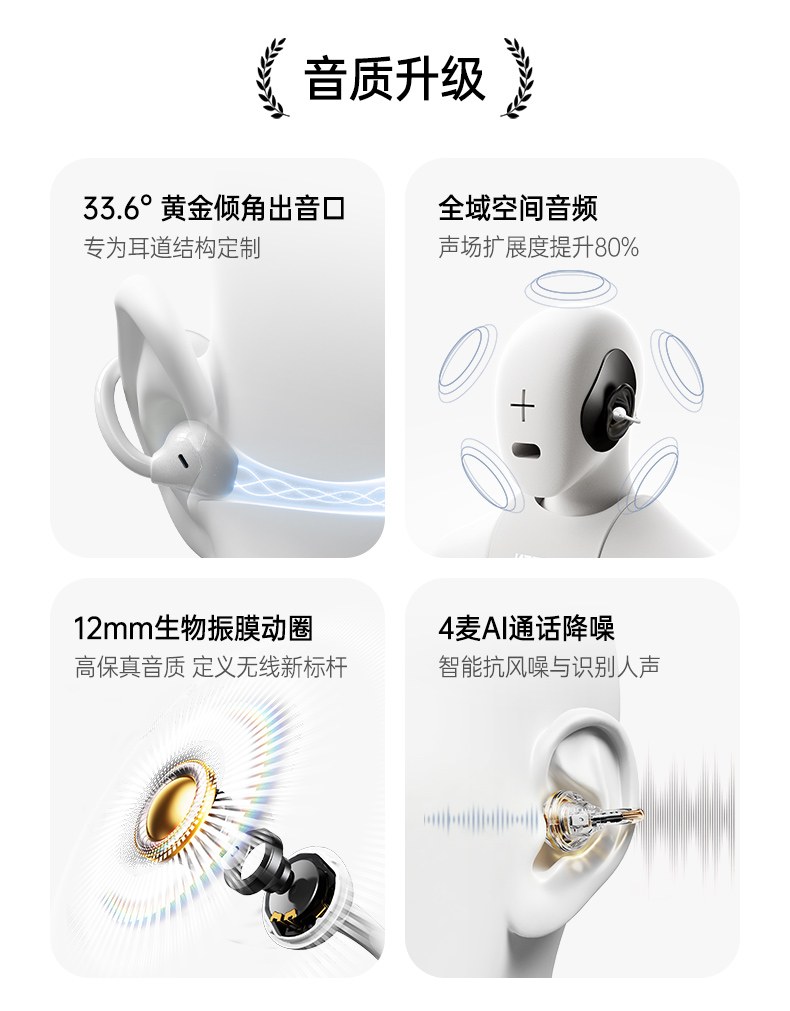 开放式聆听 不堵耳道 兼顾音乐与环境音安全