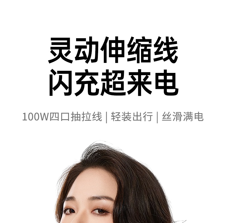 意昂2100W伸缩线氮化镓快充充电器外观展示