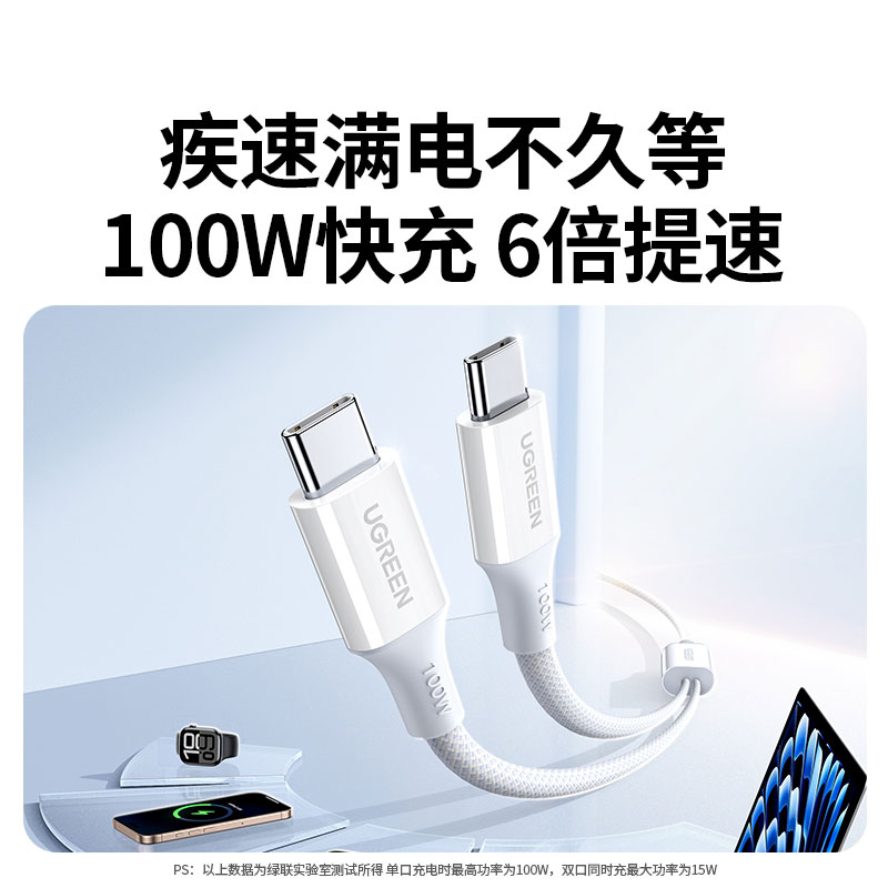 意昂2二合一编织数据线Type-C双头 PD100W快充