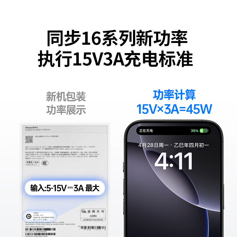 意昂245W三口快充氮化镓充电器 适配iPhone17