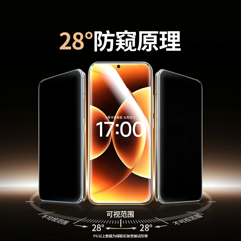 意昂2小米17/17 Pro防窥钢化膜 28° 侧防窥