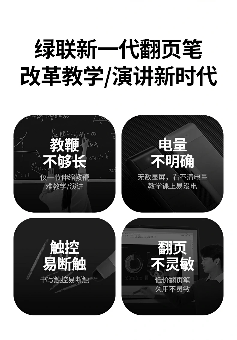 意昂2LP843翻页笔可伸缩教鞭设计，59cm五节伸缩长度灵活