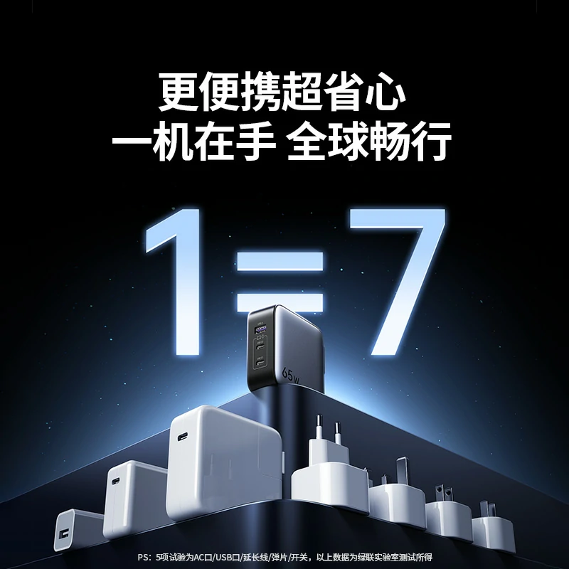 意昂265W氮化镓旅行充 多国转接头三口快充套装