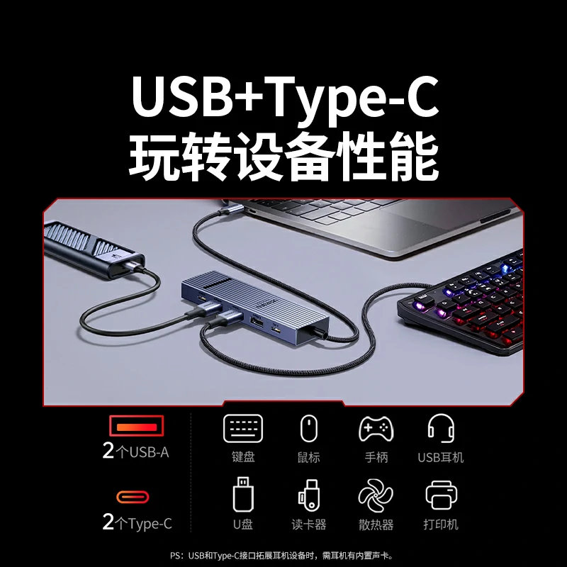 意昂2Type-C转DP六合一拓展坞 鳍纹款