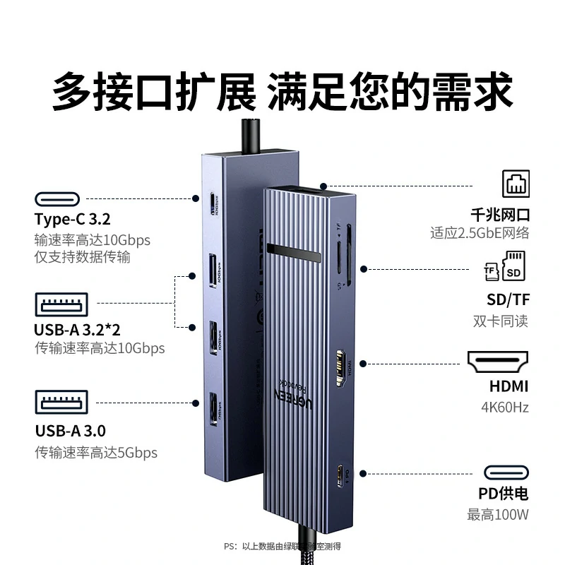 意昂2Type-C 3.2 九合一鳍纹拓展坞