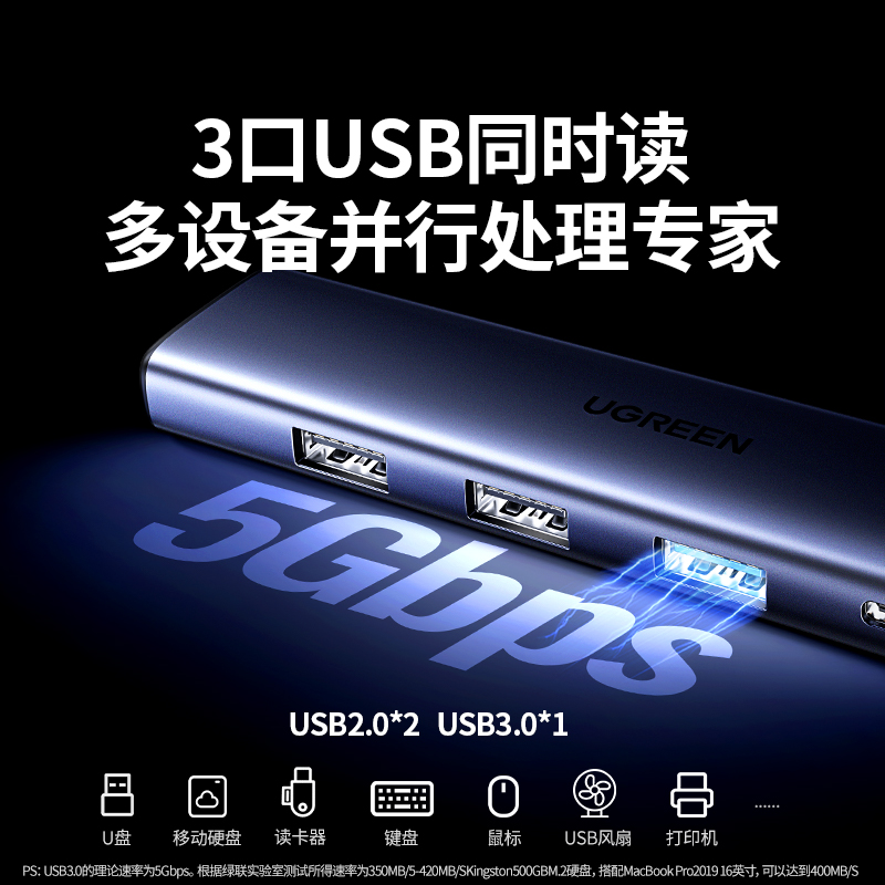 意昂2Type-C五合一多功能扩展坞 4K30Hz