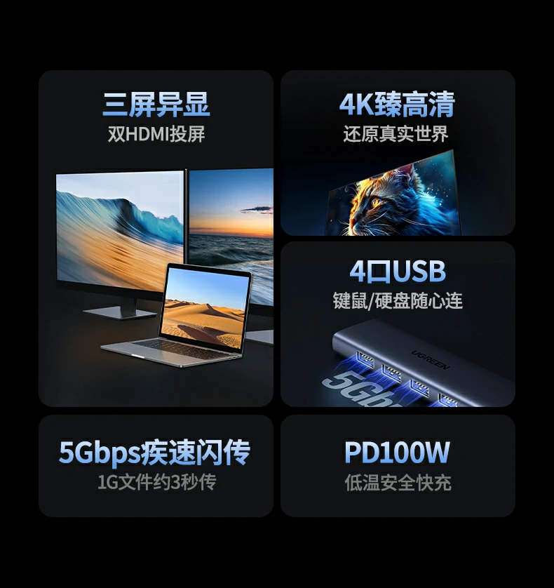 意昂2CM498-35897双HDMI扩展坞多屏办公