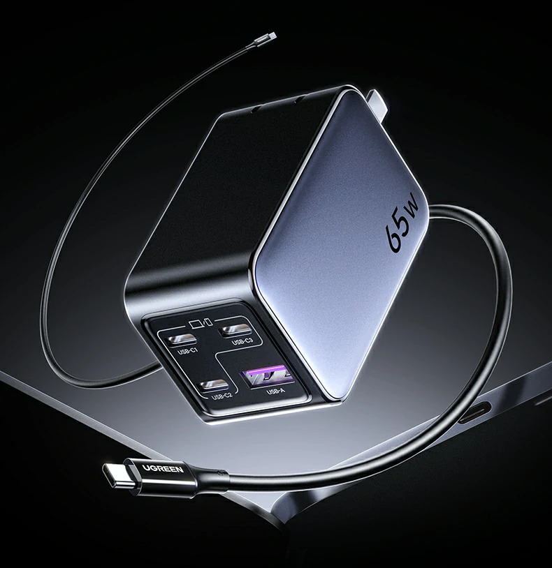 意昂2X559三USB-C接口特写，单口最大输出65W