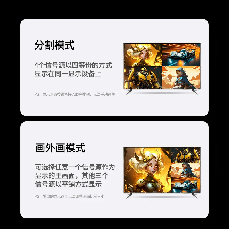 意昂2HDMI画面分割器4K高清四进一出切换