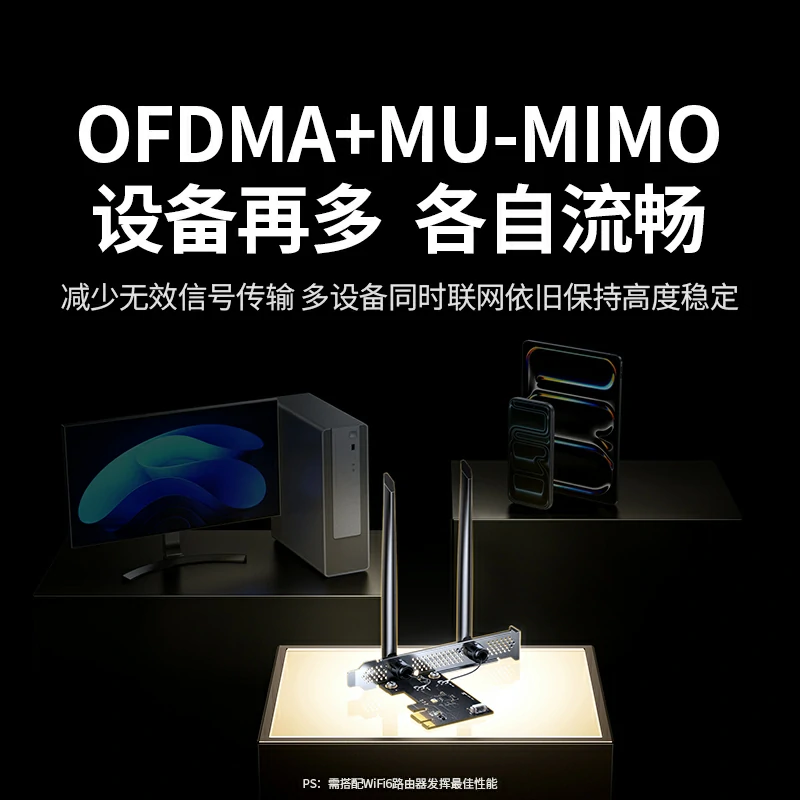 意昂2AX900 WiFi6+蓝牙5.4 双频PCI-e无线网卡