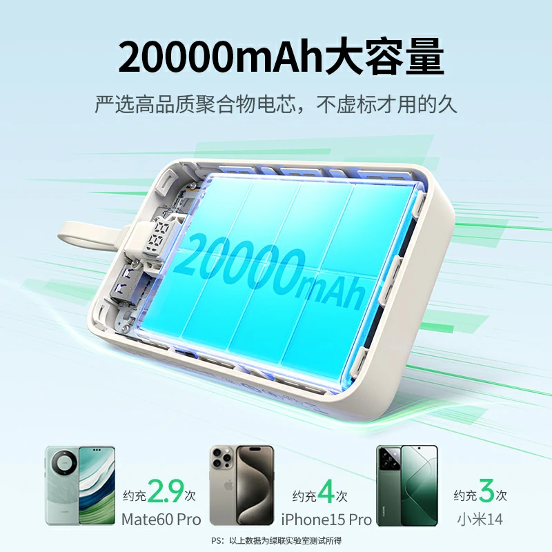 意昂2自带线快充移动电源 20000mAh