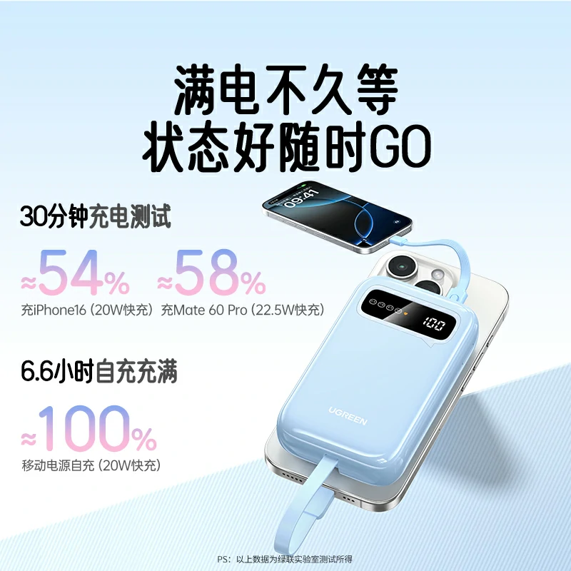 意昂2自带线双向快充移动电源 20000mAh