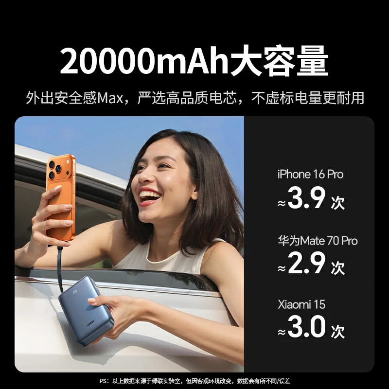 意昂230W自带线快充移动电源 20000mAh