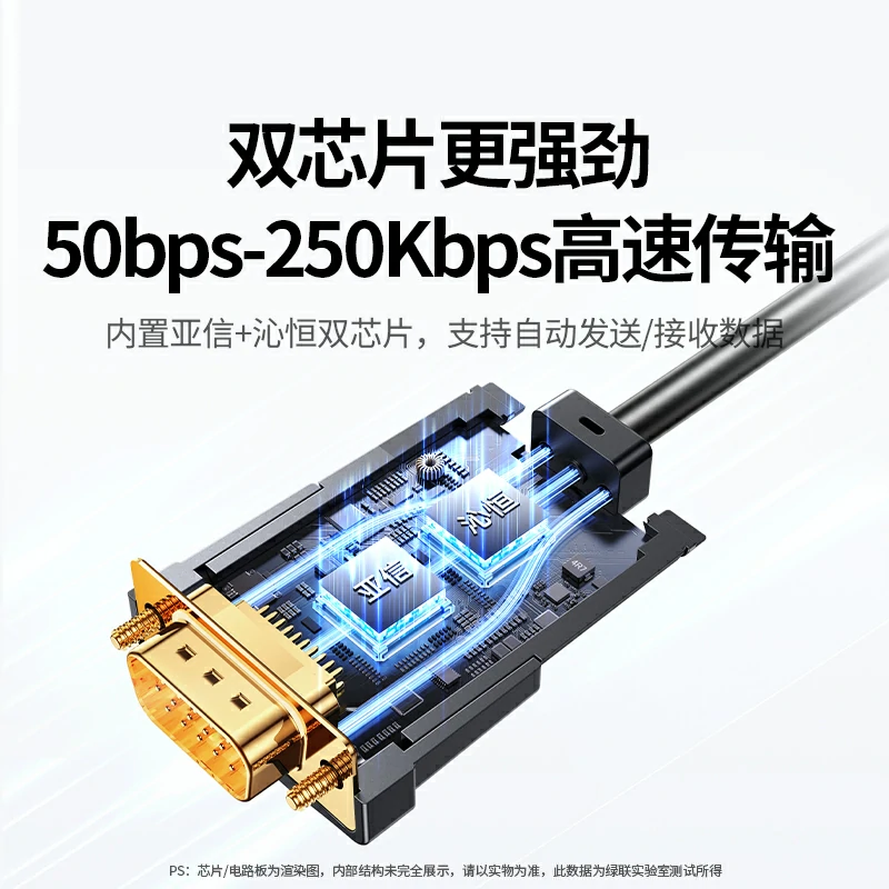 意昂2USB转RS232串口线 公头双芯片工业级调试线