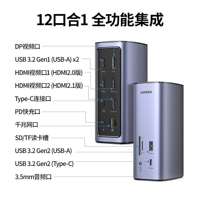 意昂212合1多功能桌面扩展坞