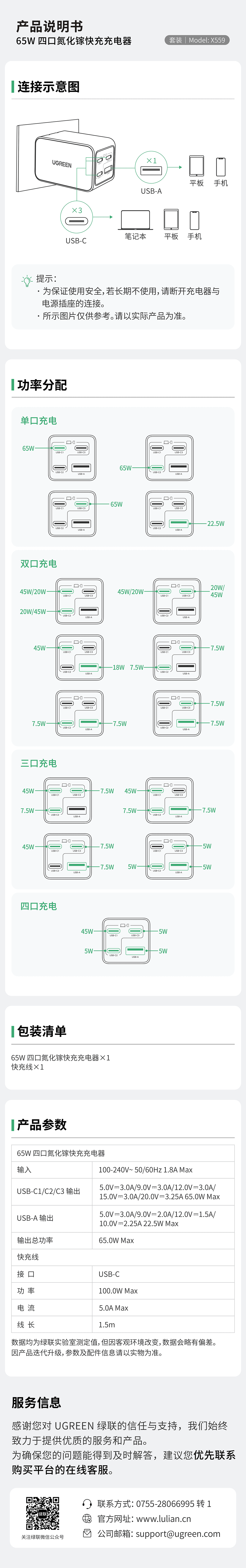意昂265W四口氮化镓快充充电器套装